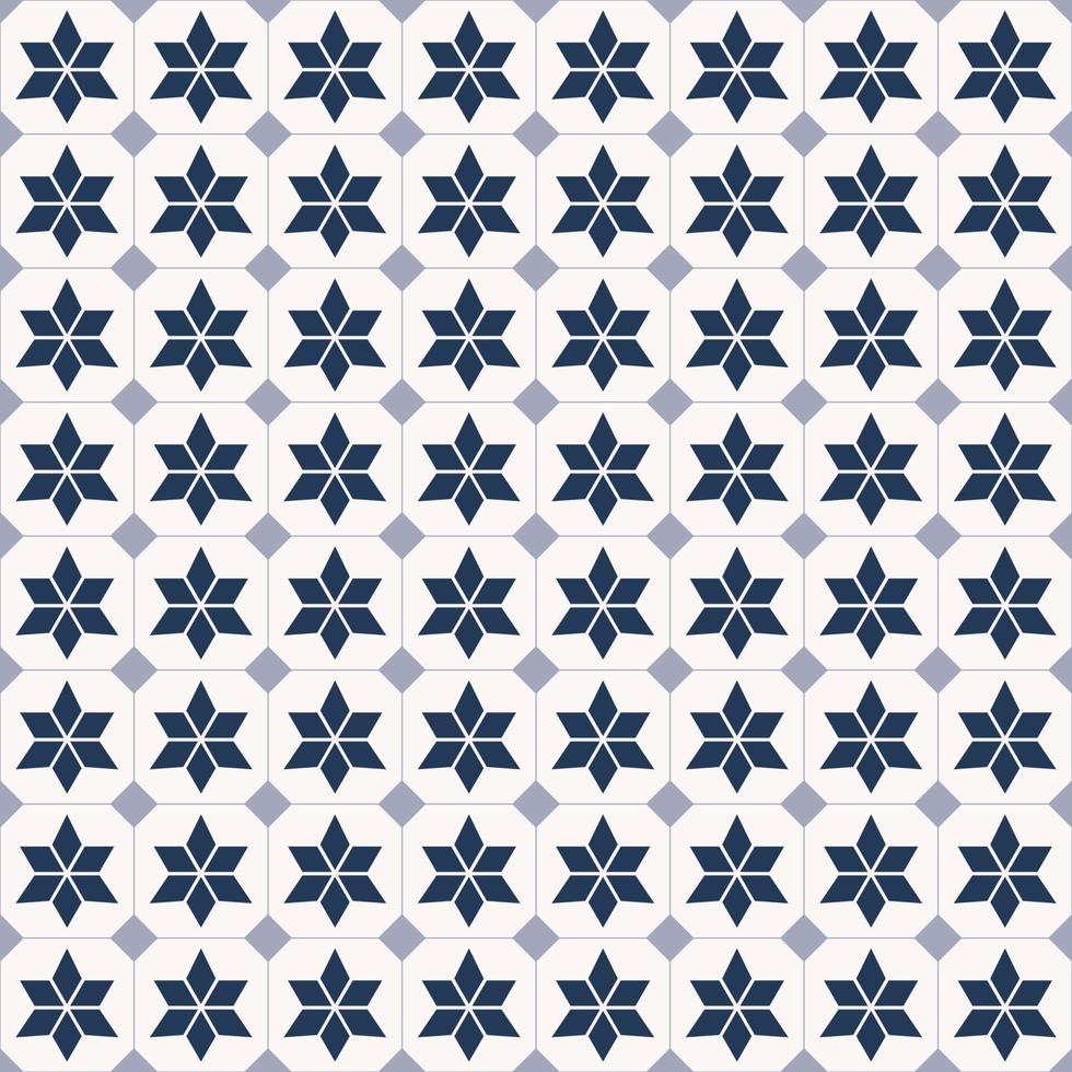 geometrische ster raster naadloze patroon blauwe kleur achtergrond. eenvoudig Chinees-Portugees of peranakan patroon. gebruik voor stof, textiel, interieurdecoratie-elementen. vector