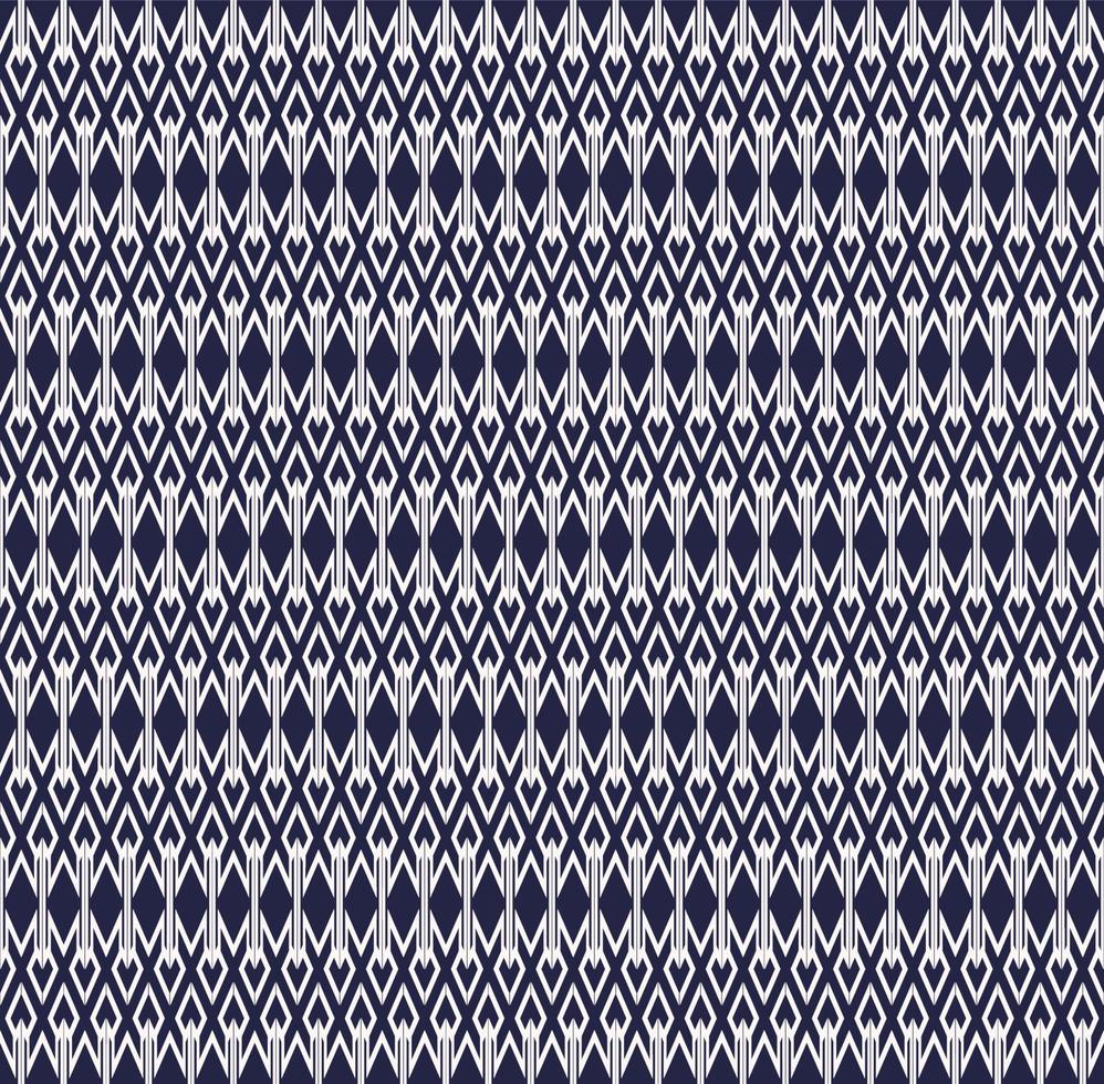 ikat geometrische kleine lijn en verticale diamantvorm naadloze patroon traditionele blauwe kleur achtergrond. gebruik voor stof, textiel, interieurdecoratie-elementen, verpakking. vector