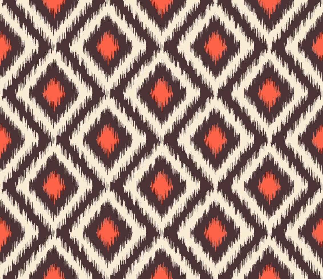 eenvoudige ikat geometrische vormen naadloze patroon traditionele stijl met moderne bruine kleur achtergrond. vector