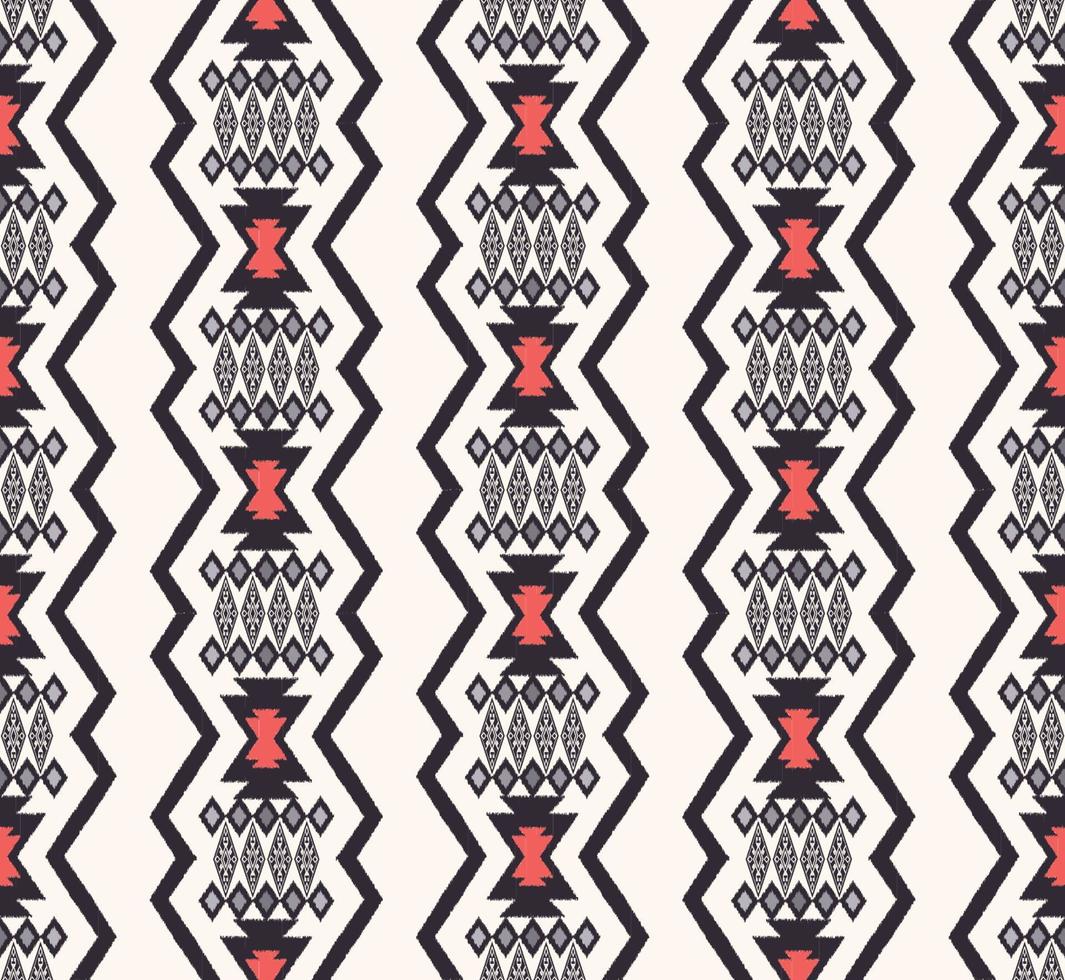 ikat inheemse Azteekse tribal zig zag geometrische vorm naadloze achtergrond. etnisch rood-blauw grijs kleurpatroonontwerp. gebruik voor stof, textiel, interieurdecoratie-elementen, stoffering, verpakking. vector