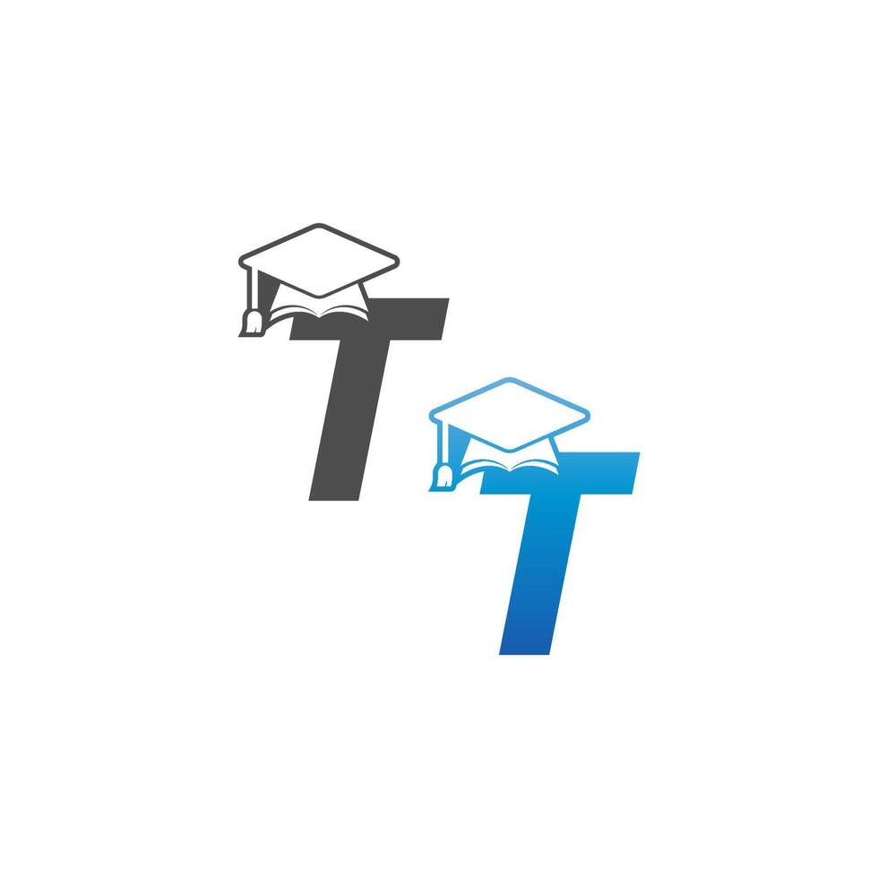 letter t afstuderen pet conceptontwerp vector