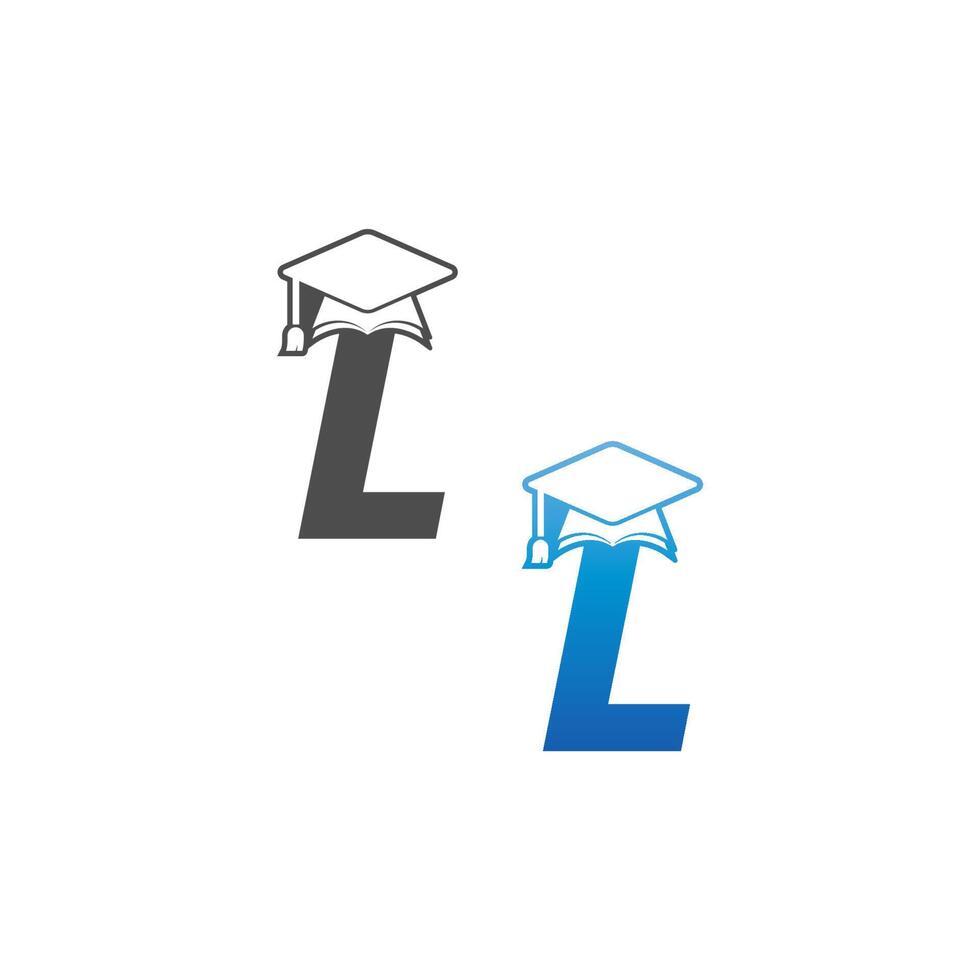 letter l afstuderen pet conceptontwerp vector