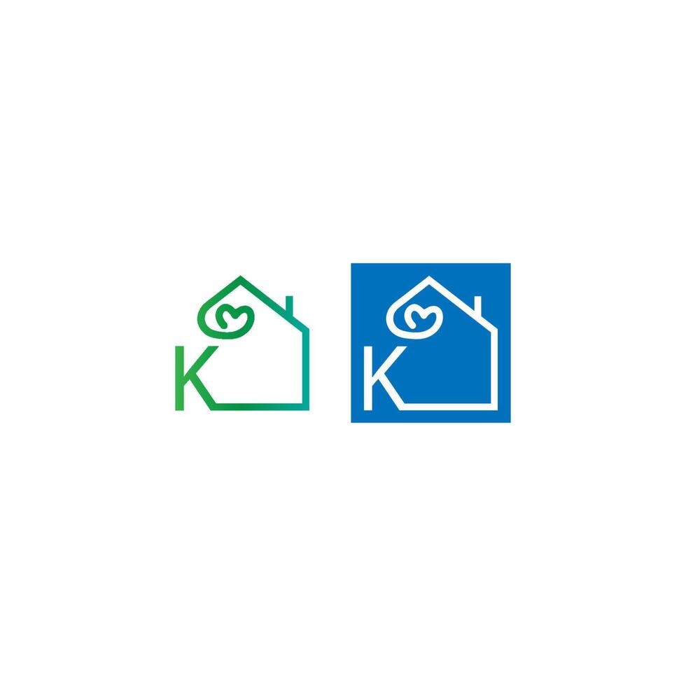 letter k huis met liefde pictogram logo vector