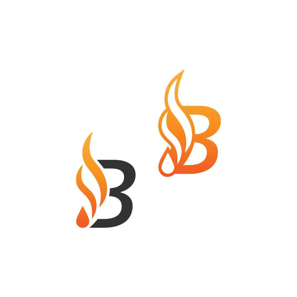 letter b en vuurgolven, logo pictogram conceptontwerp vector