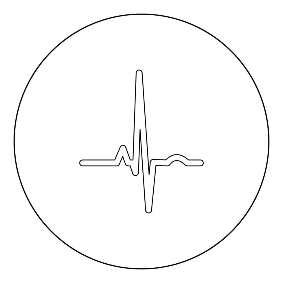 hartritme ekg zwart pictogram in cirkel vectorillustratie geïsoleerd. vector