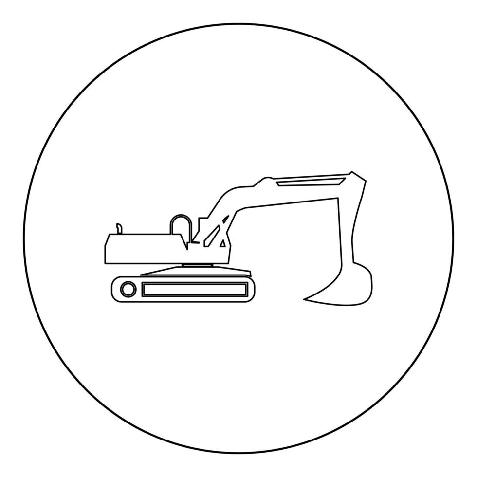 graafmachine zwart pictogram in cirkel vectorillustratie geïsoleerd. vector