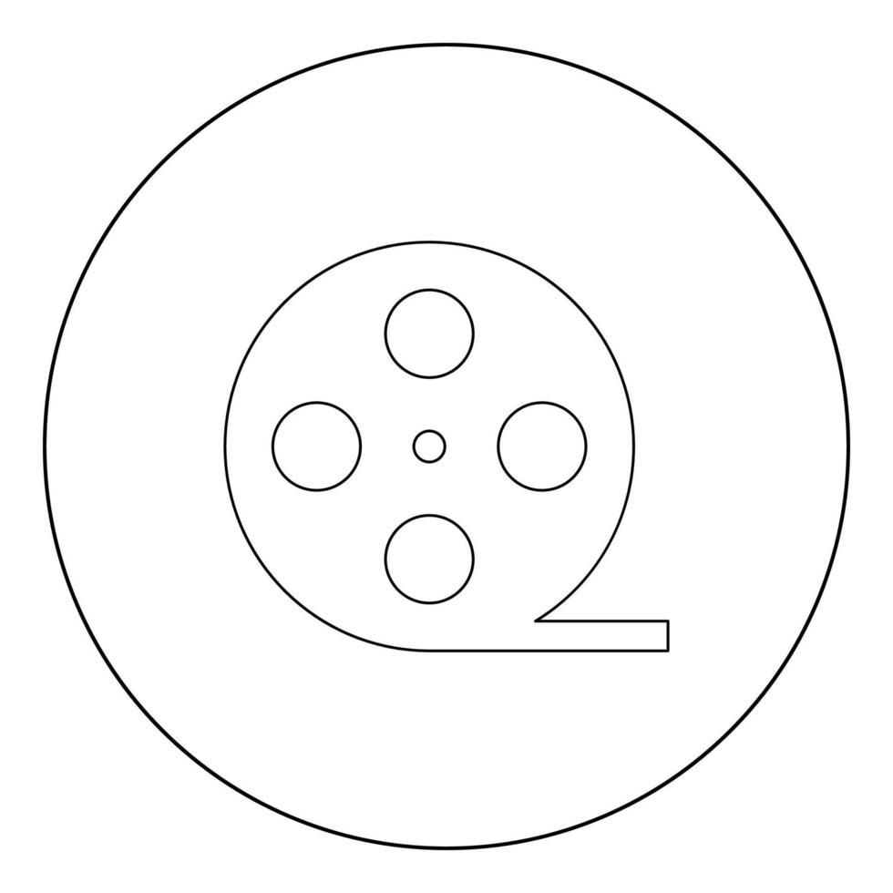 film strip zwart pictogram in cirkel vectorillustratie geïsoleerd. vector