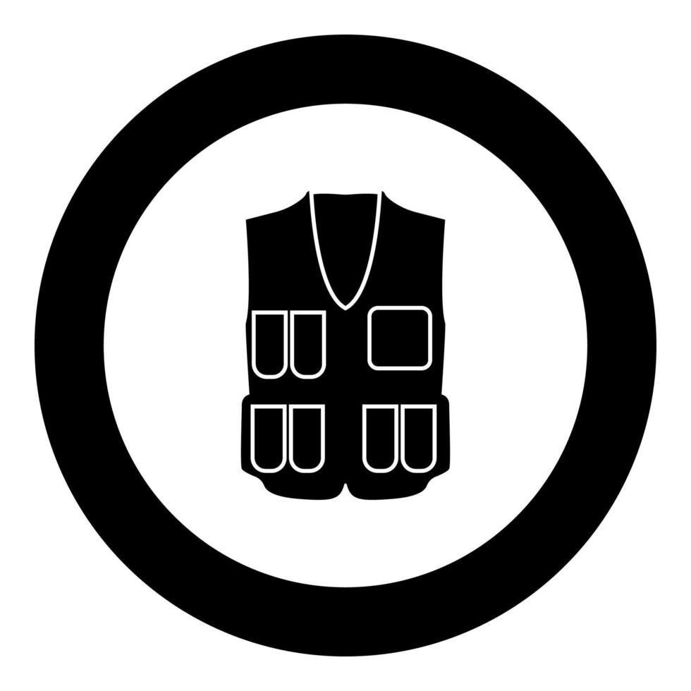 gilet zwart pictogram in cirkel vectorillustratie vector