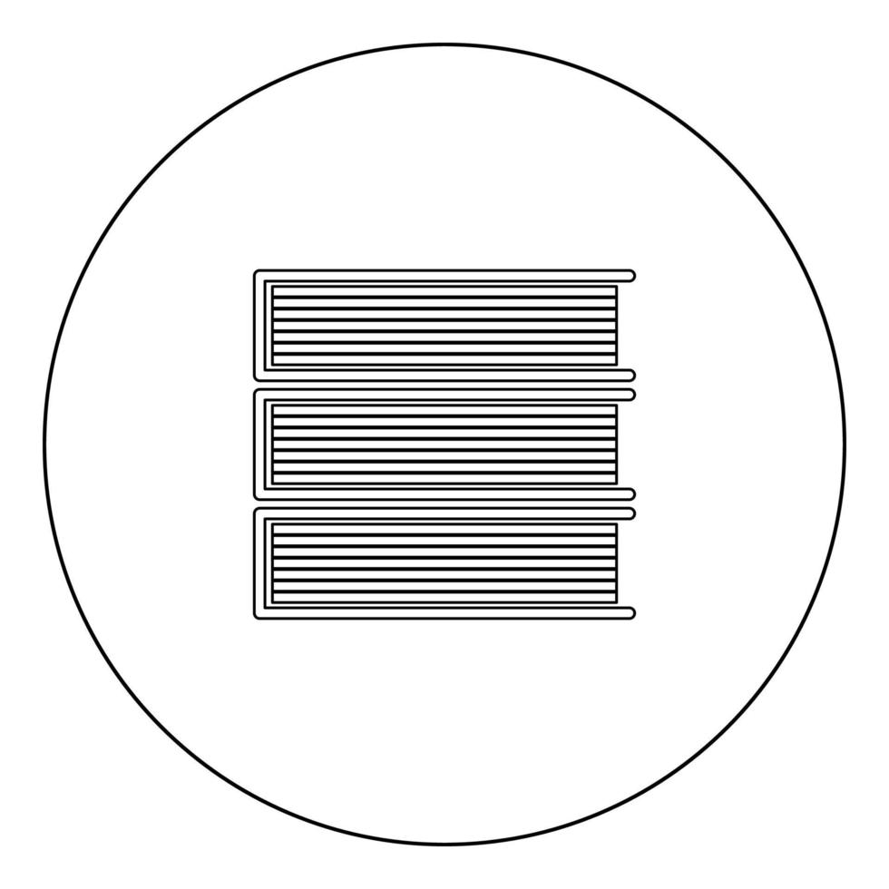 horizontale stapel boeken pictogram zwarte kleur in cirkel vector