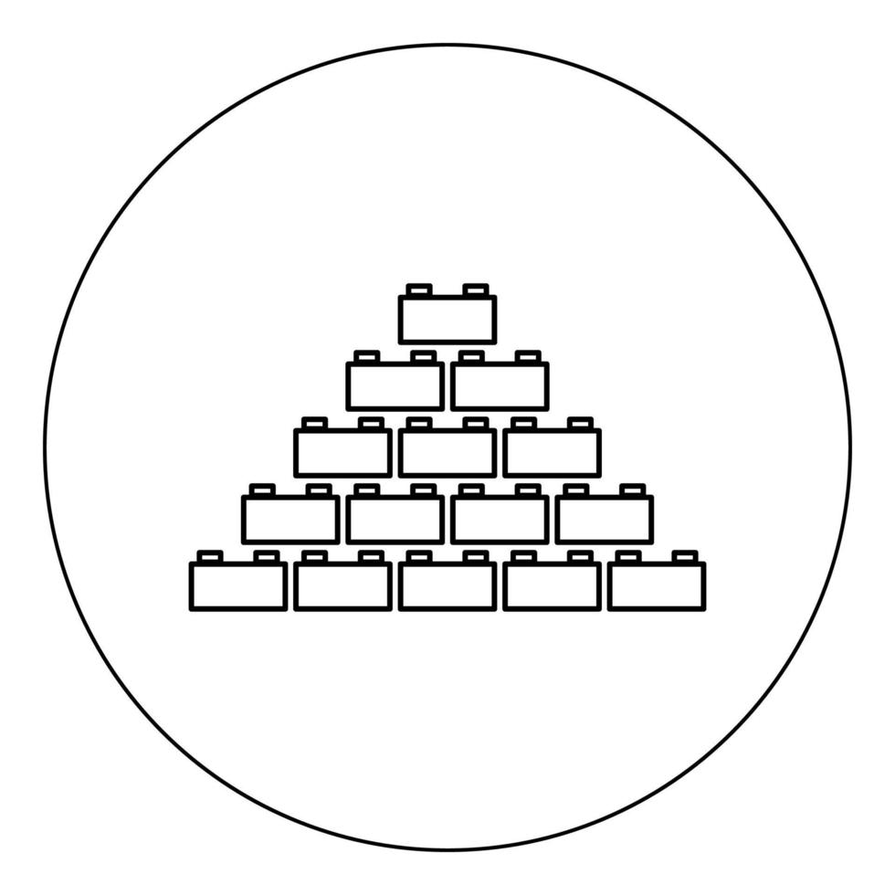 bouwsteen pictogram zwarte kleur in cirkel vectorillustratie geïsoleerd vector