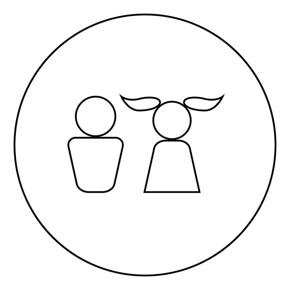 jongen en meisje pictogram zwarte kleur in cirkel vector