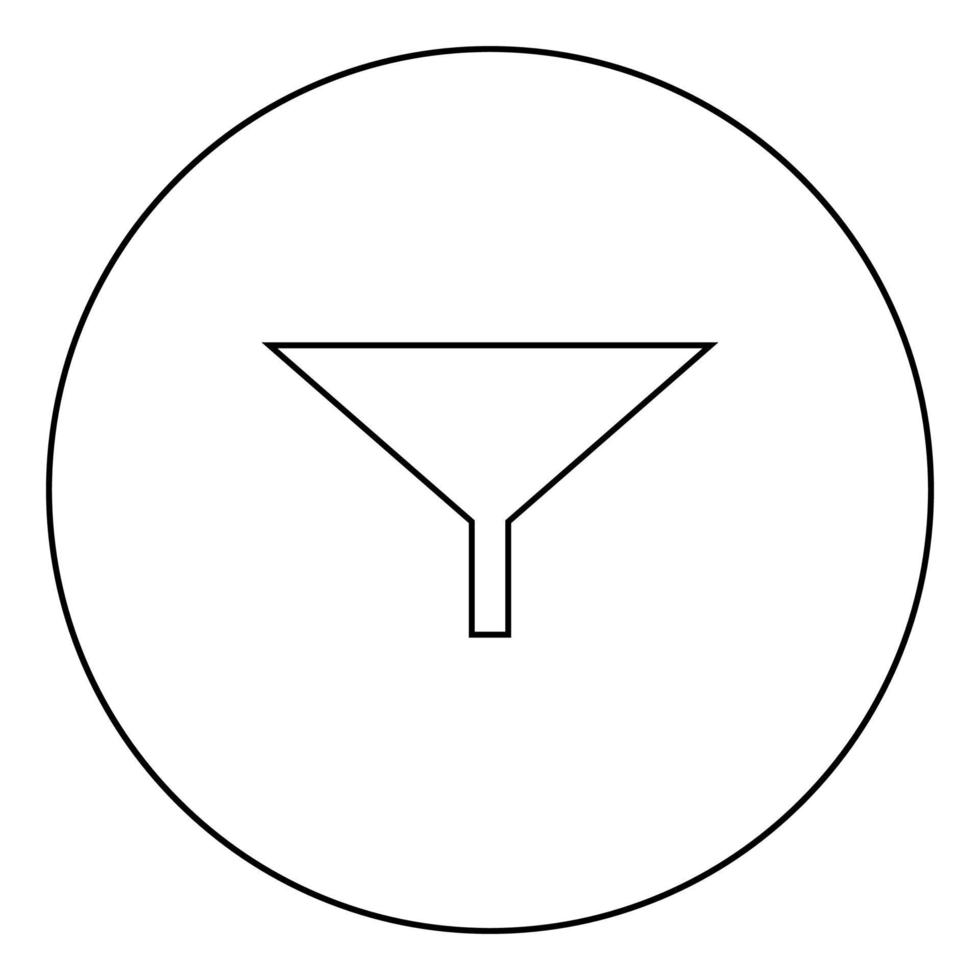 filter of trechter zwart pictogram in cirkelomtrek vector