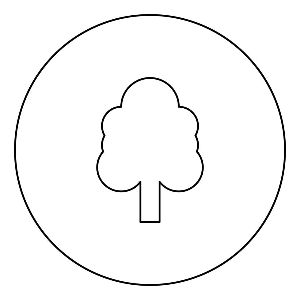 boom zwart pictogram omtrek in cirkel afbeelding vector