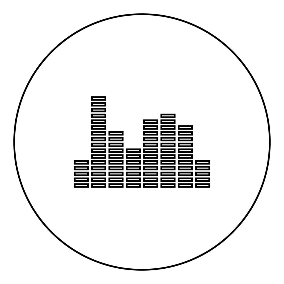 muziek equalizer zwart pictogram omtrek in cirkel afbeelding vector