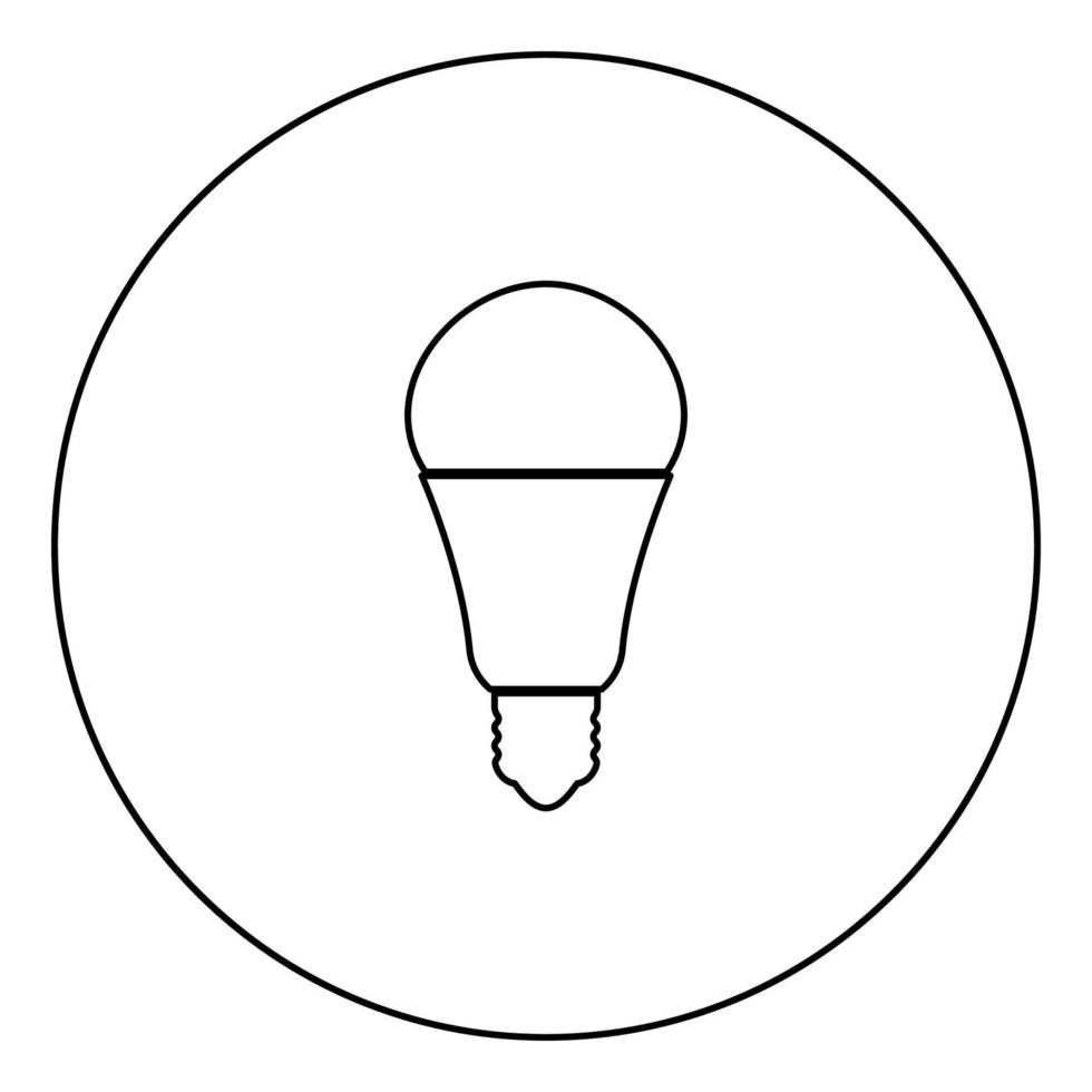 led gloeilamp zwart pictogram omtrek in cirkel afbeelding vector