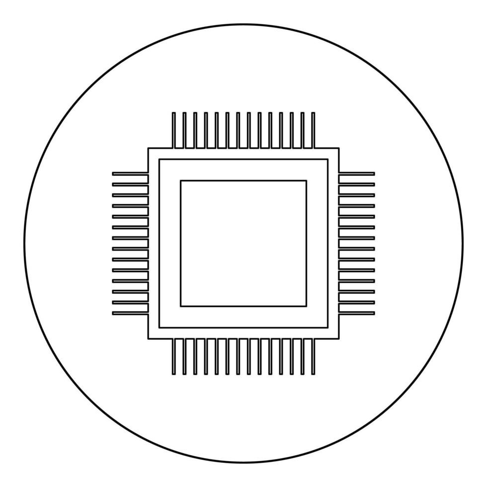processorpictogram zwarte kleur in cirkel of rond vector