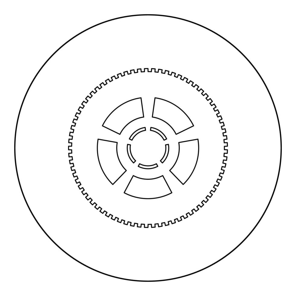 auto wiel pictogram zwarte kleur in cirkel of rond vector