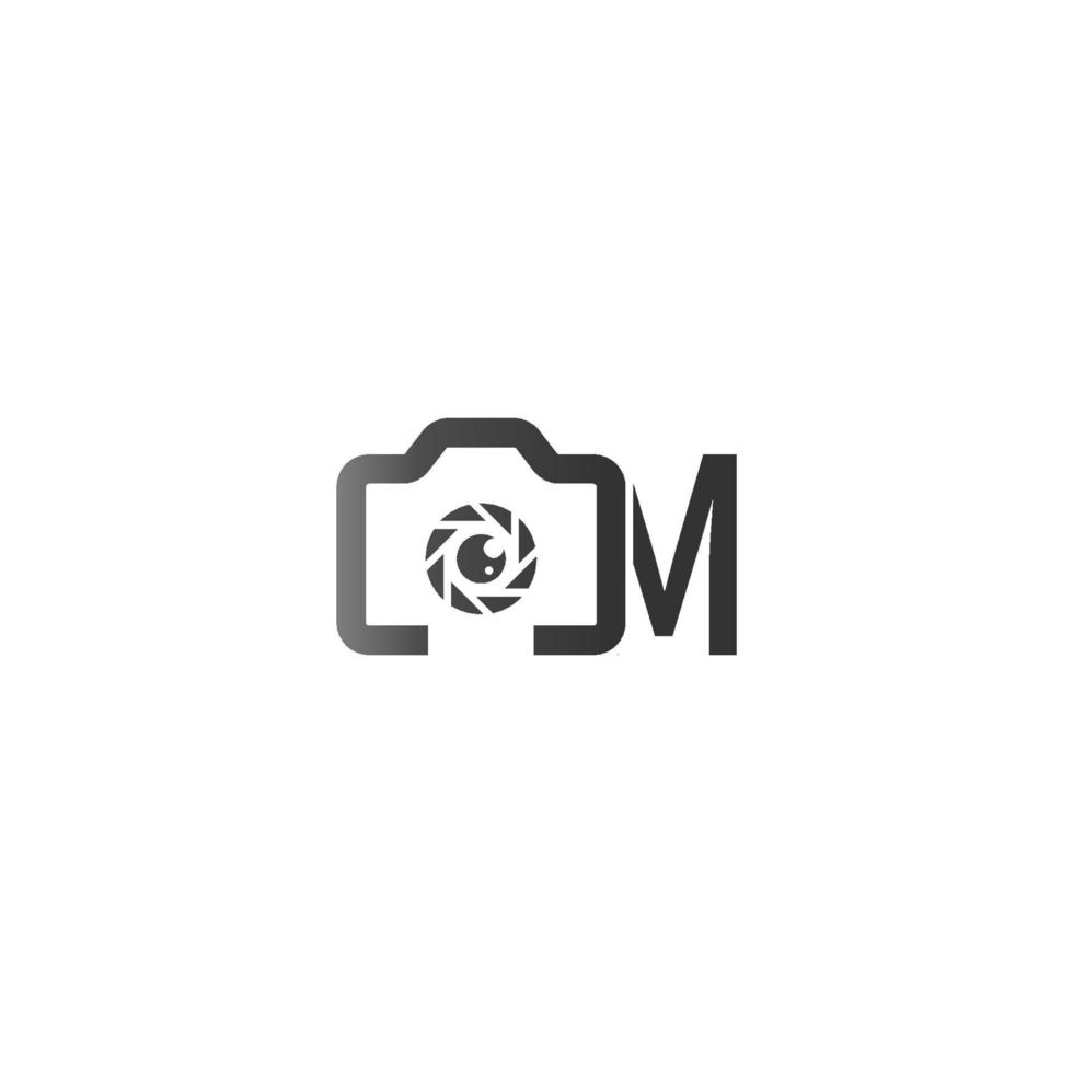 letter m-logo van de fotografie wordt gecombineerd met het camerapictogram vector