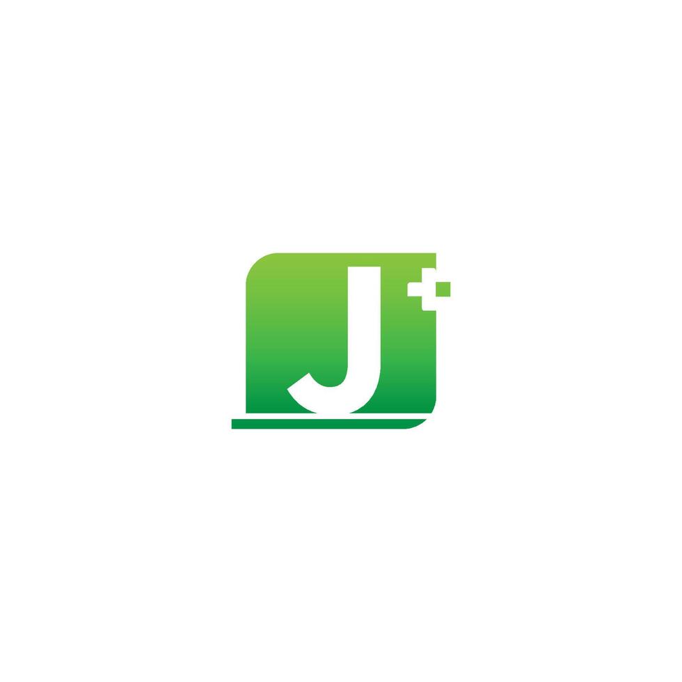 letter j-logopictogram met medisch kruisontwerp vector