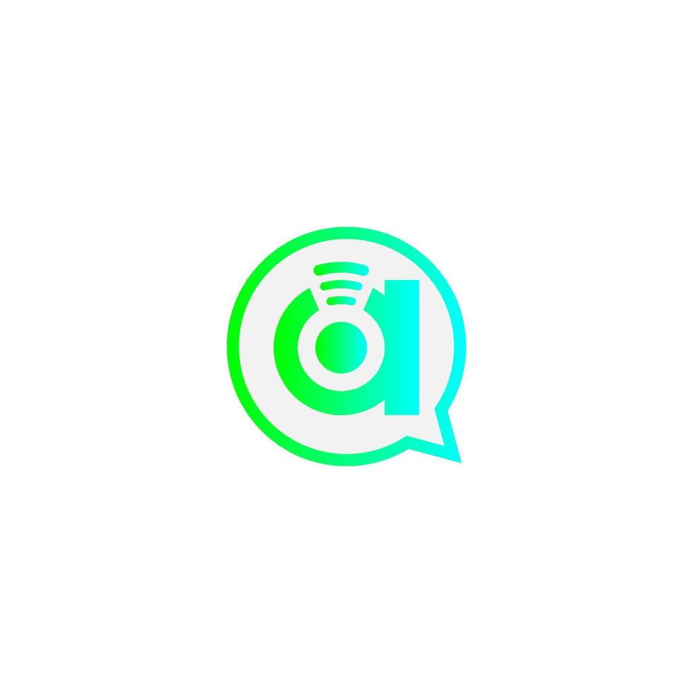 letter een draadloos internet in het chatballon-logo vector