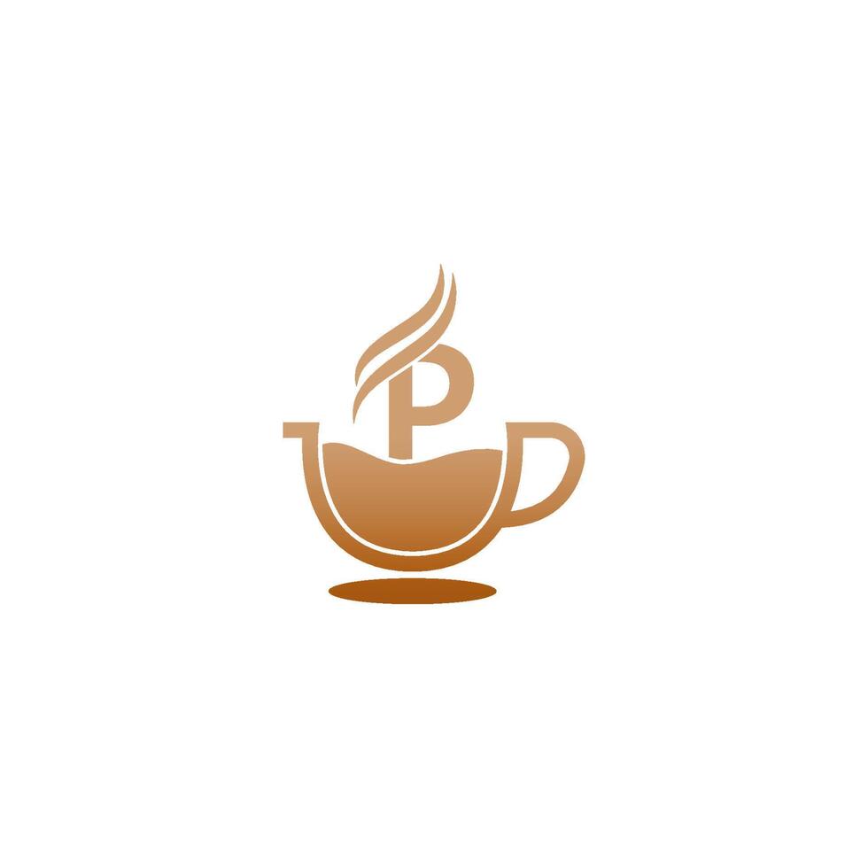 koffiekopje pictogram ontwerp letter p logo vector