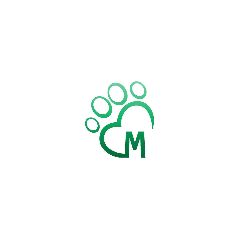 letter m pictogram op pootafdrukken logo vector