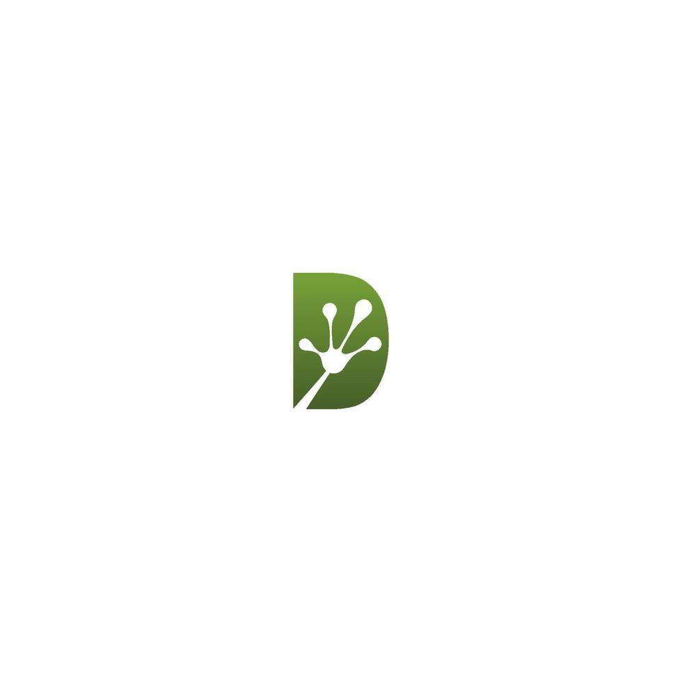 letter d logo ontwerp kikker voetafdrukken concept icoon vector
