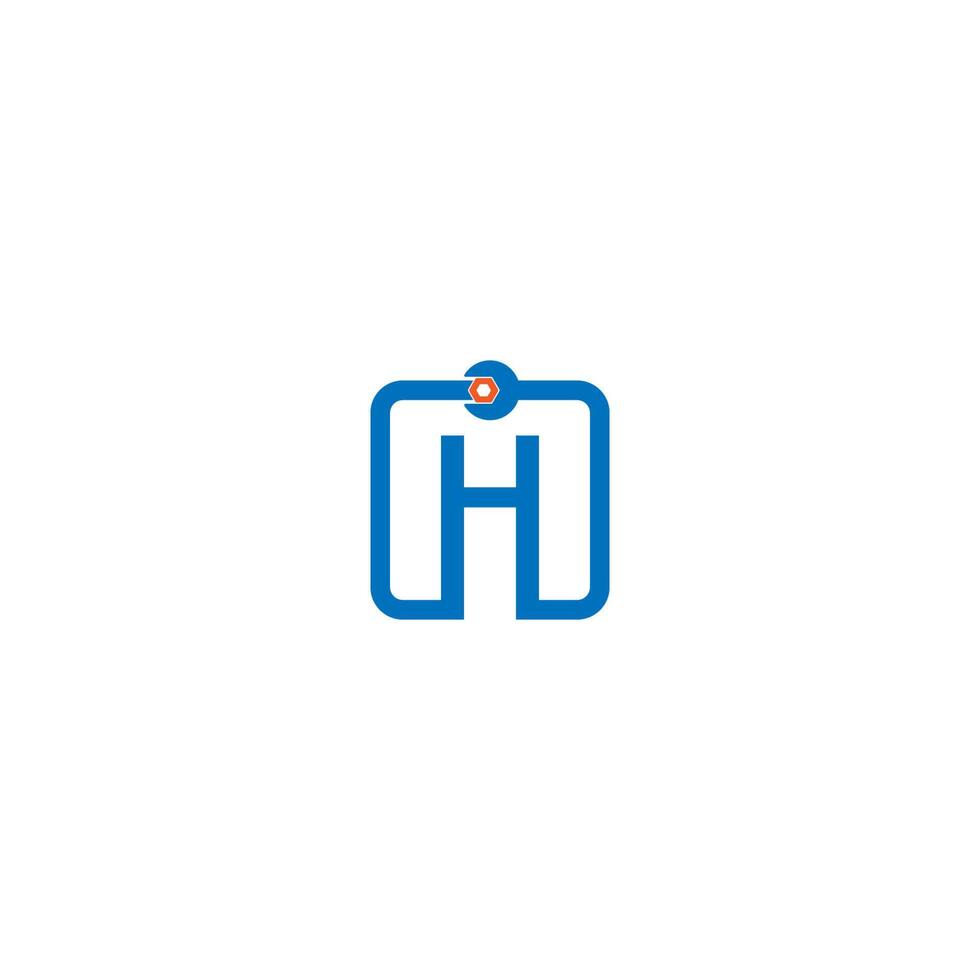 letter h-logopictogram dat een moersleutel- en boutontwerp vormt vector