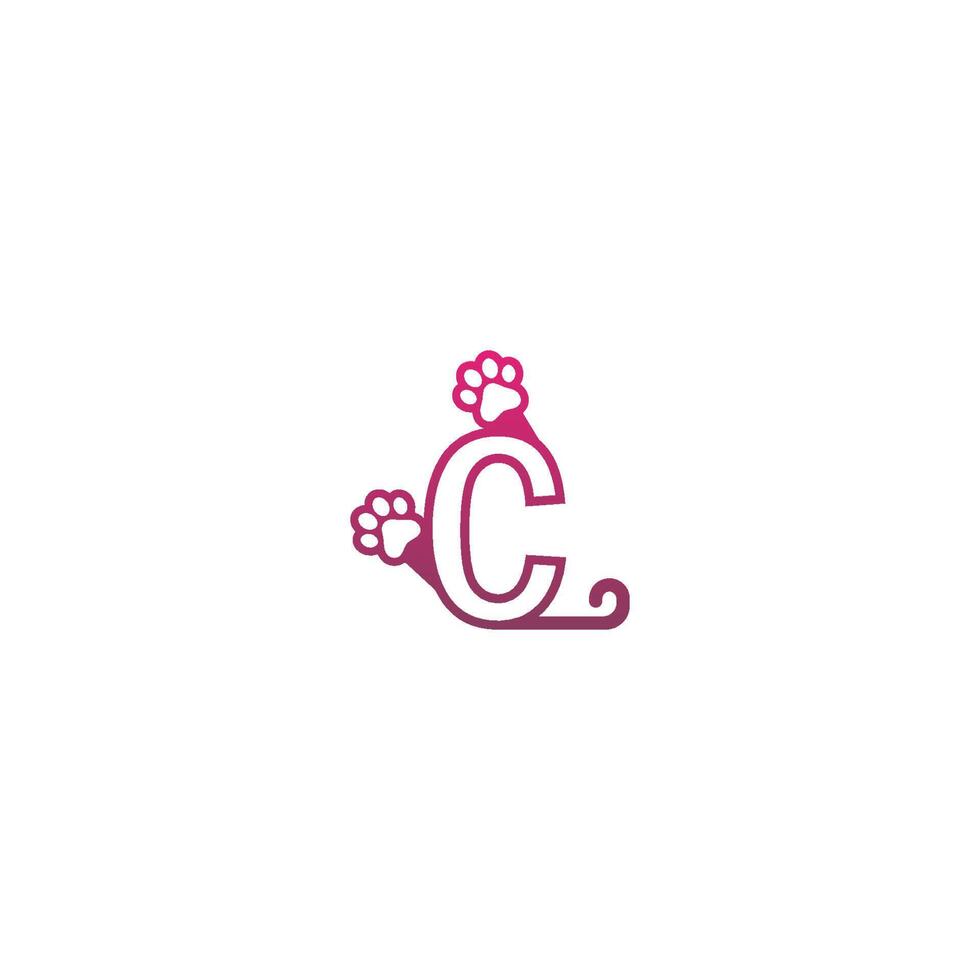 letter c logo ontwerp hond voetafdrukken concept icoon vector