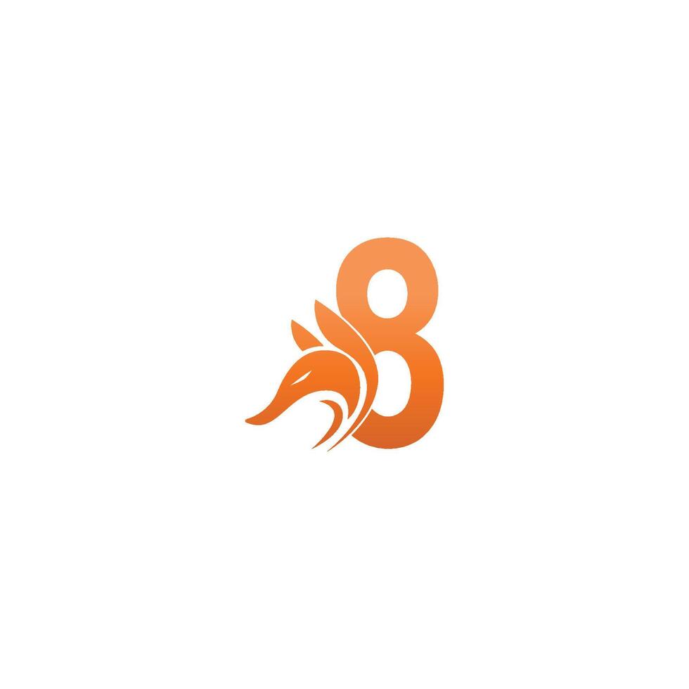 vos hoofd pictogram combinatie met nummer 8 logo pictogram ontwerp vector