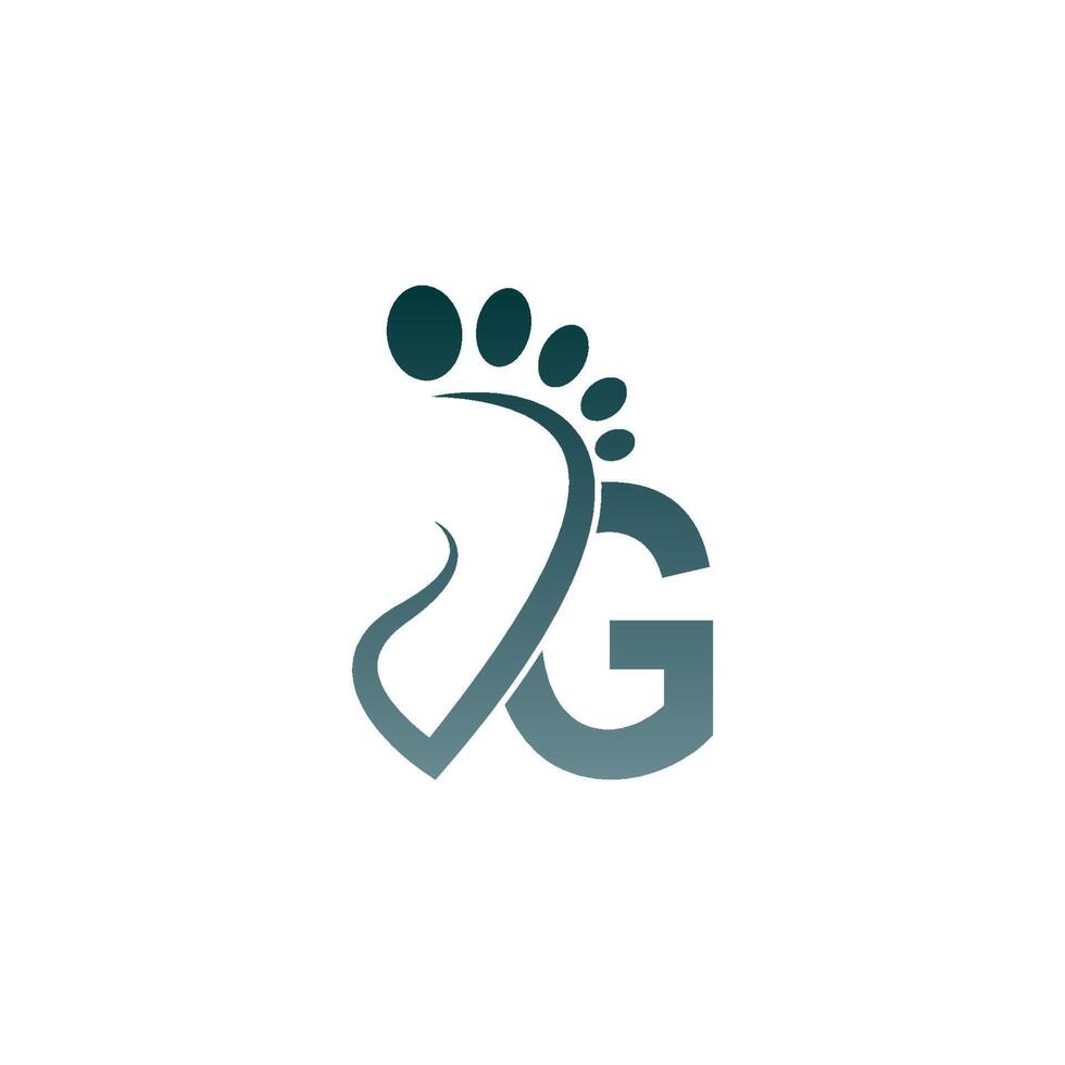 letter g pictogram logo gecombineerd met voetafdruk icoon ontwerp vector