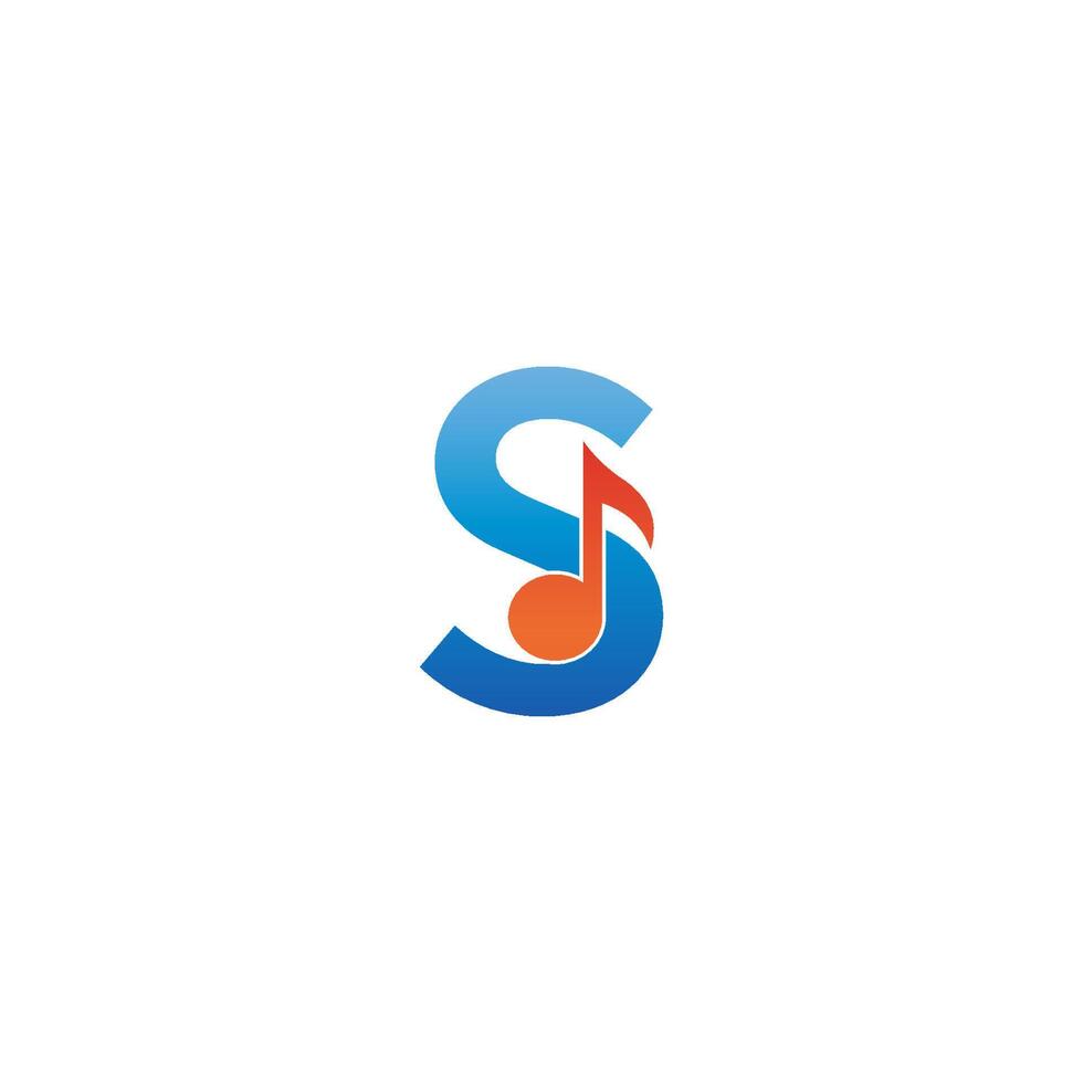 letter s logo icoon gecombineerd met notitie muzikaal ontwerp vector