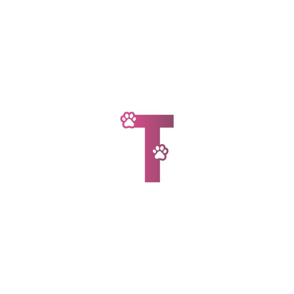 letter t logo ontwerp hond voetafdrukken concept vector