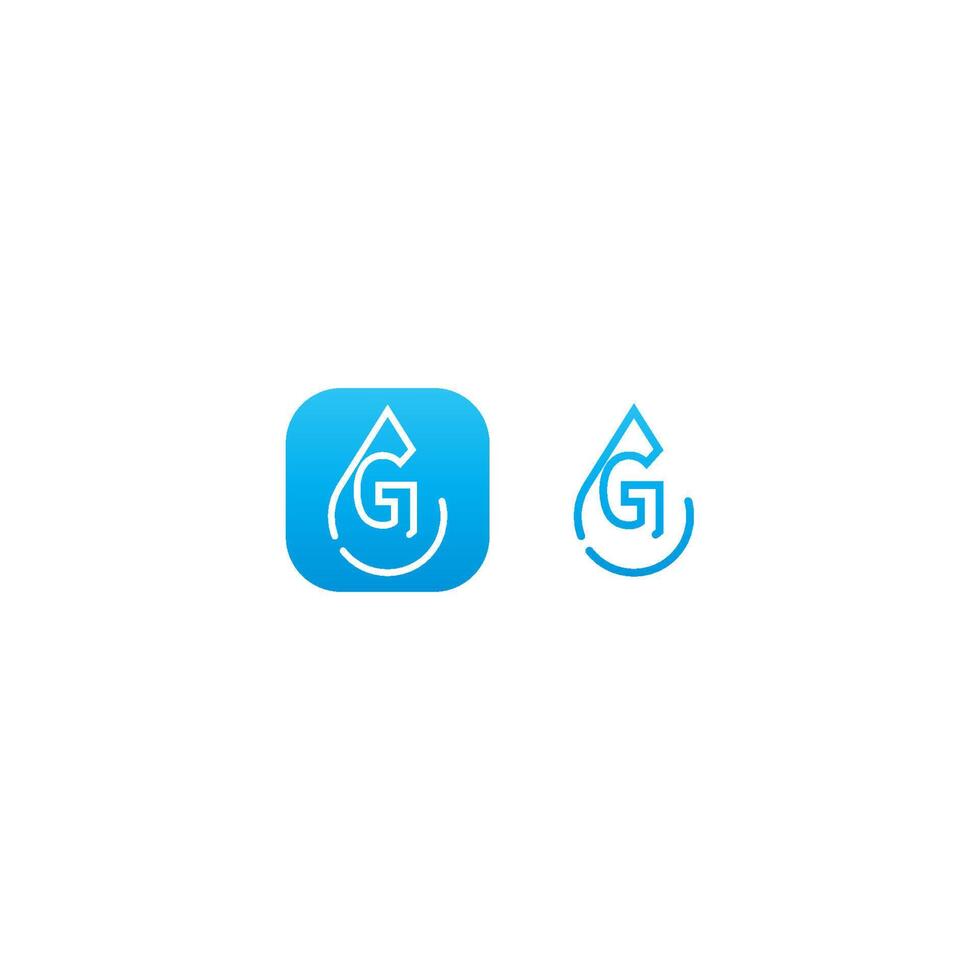 druppel water g logo brief ontwerpconcept vector