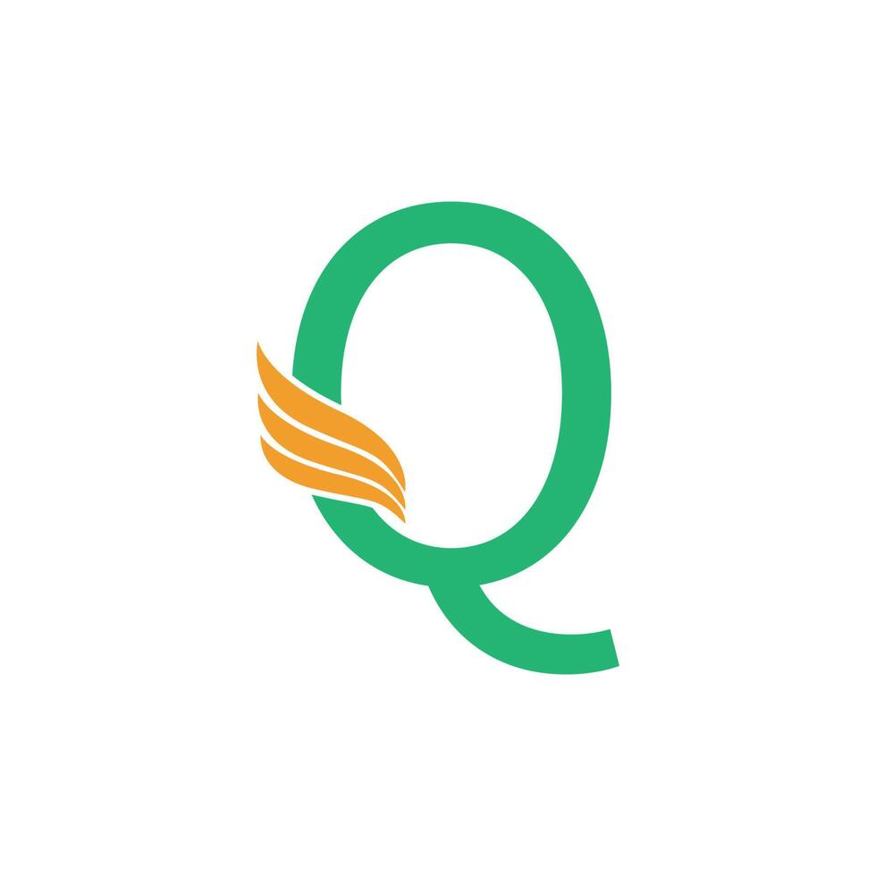 letter q-logo met vleugelpictogram ontwerpconcept vector