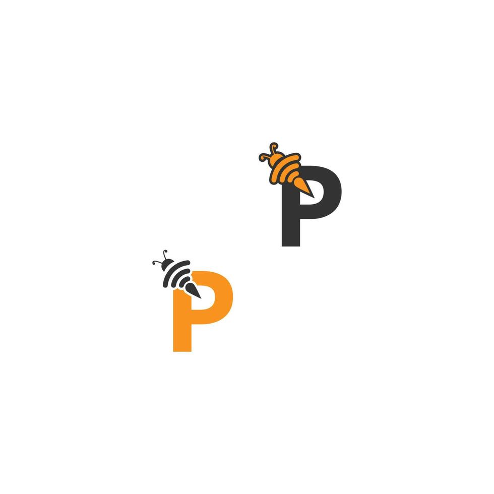 letter p bij pictogram creatief ontwerp logo vector