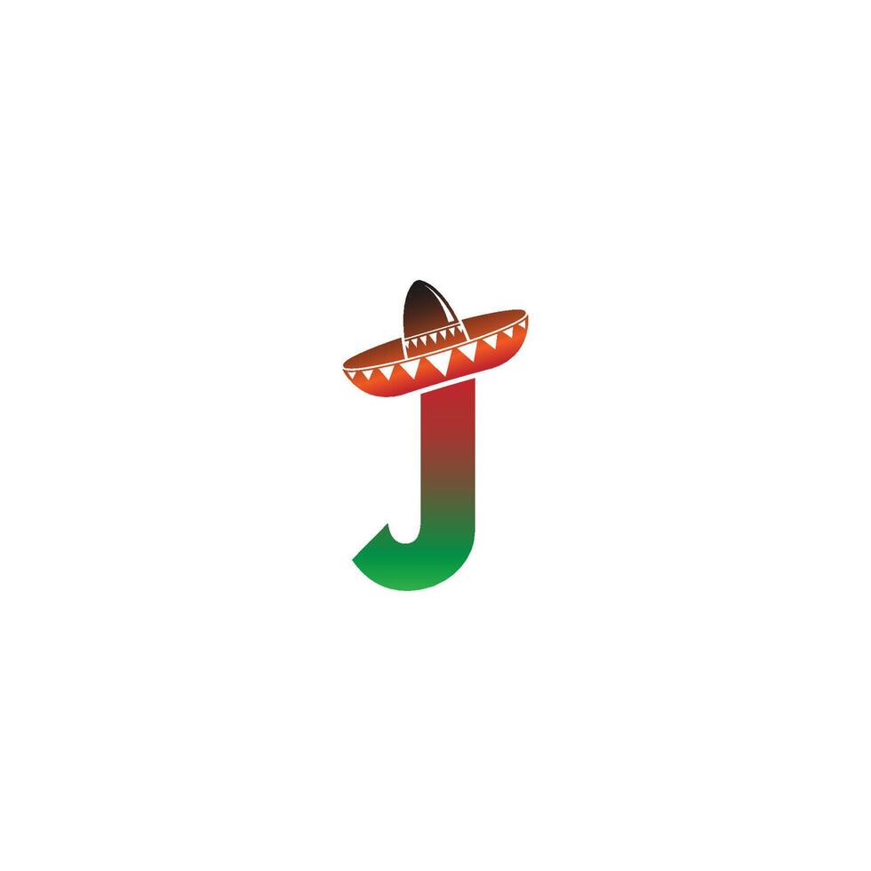 letter j mexicaanse hoed conceptontwerp vector