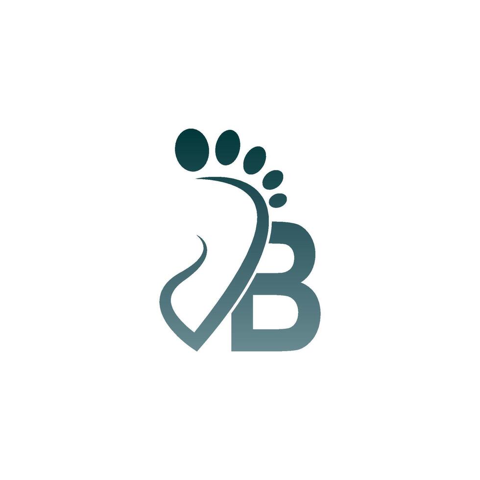 letter b-pictogramlogo gecombineerd met voetafdrukpictogramontwerp vector