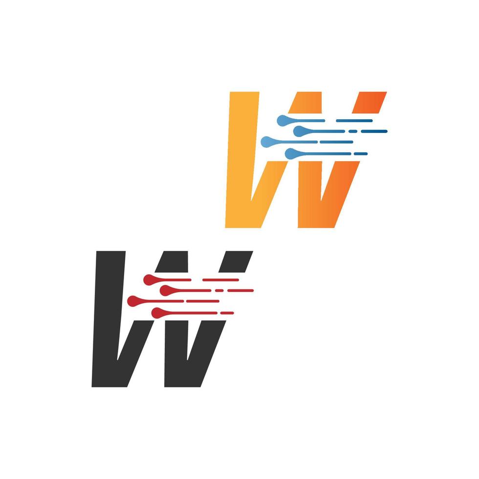 letter w eenvoudig tech-logo met stijlicoon voor circuitlijnen vector