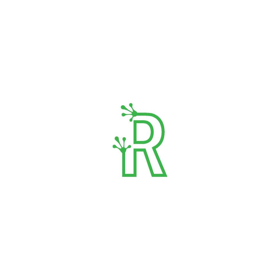 letter r logo ontwerp kikker voetafdrukken concept vector