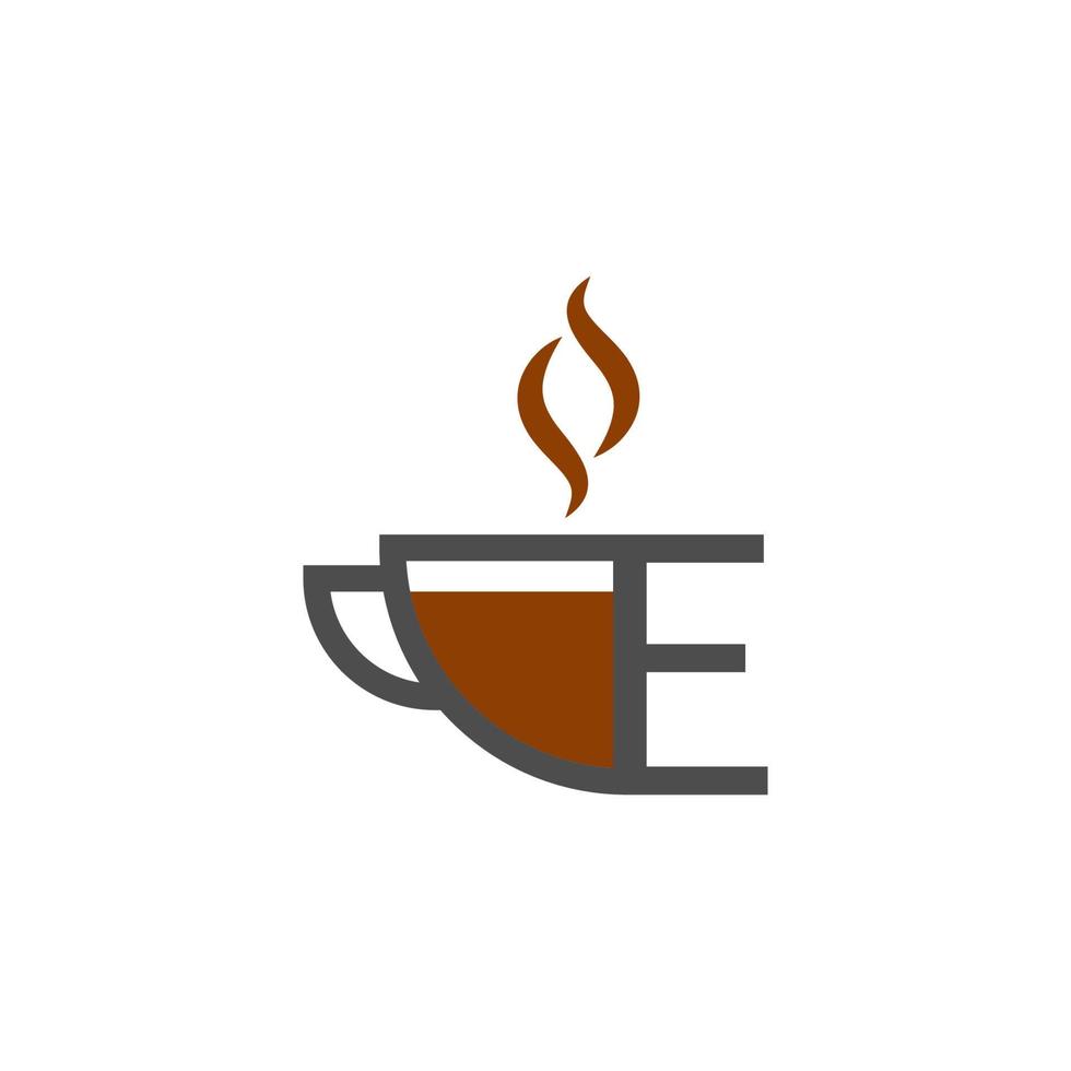 koffiekopje pictogram ontwerp letter e logo concept vector