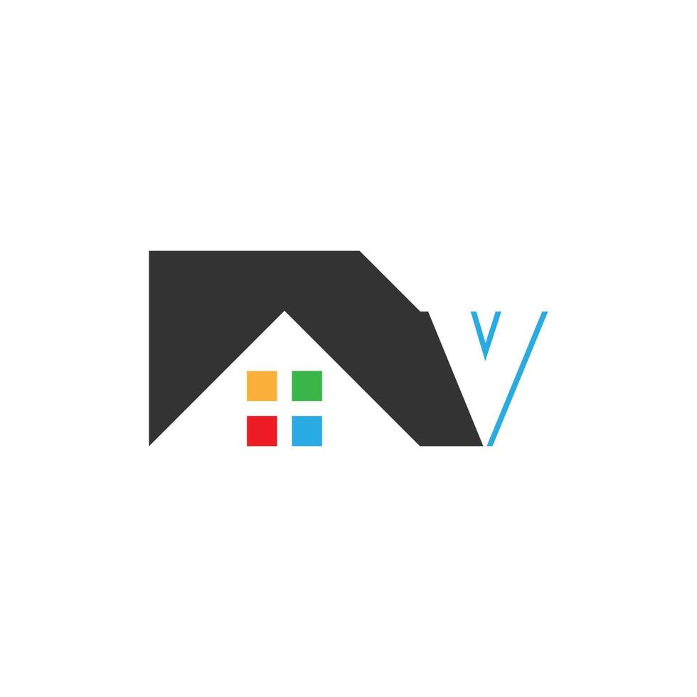 letter v logo pictogram voor huis, onroerend goed vector