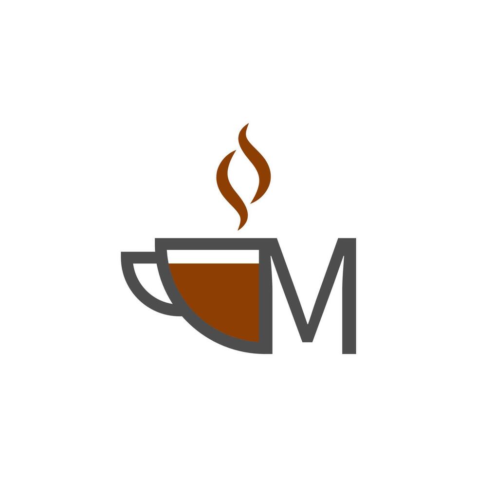 koffiekopje pictogram ontwerp letter m logo concept vector