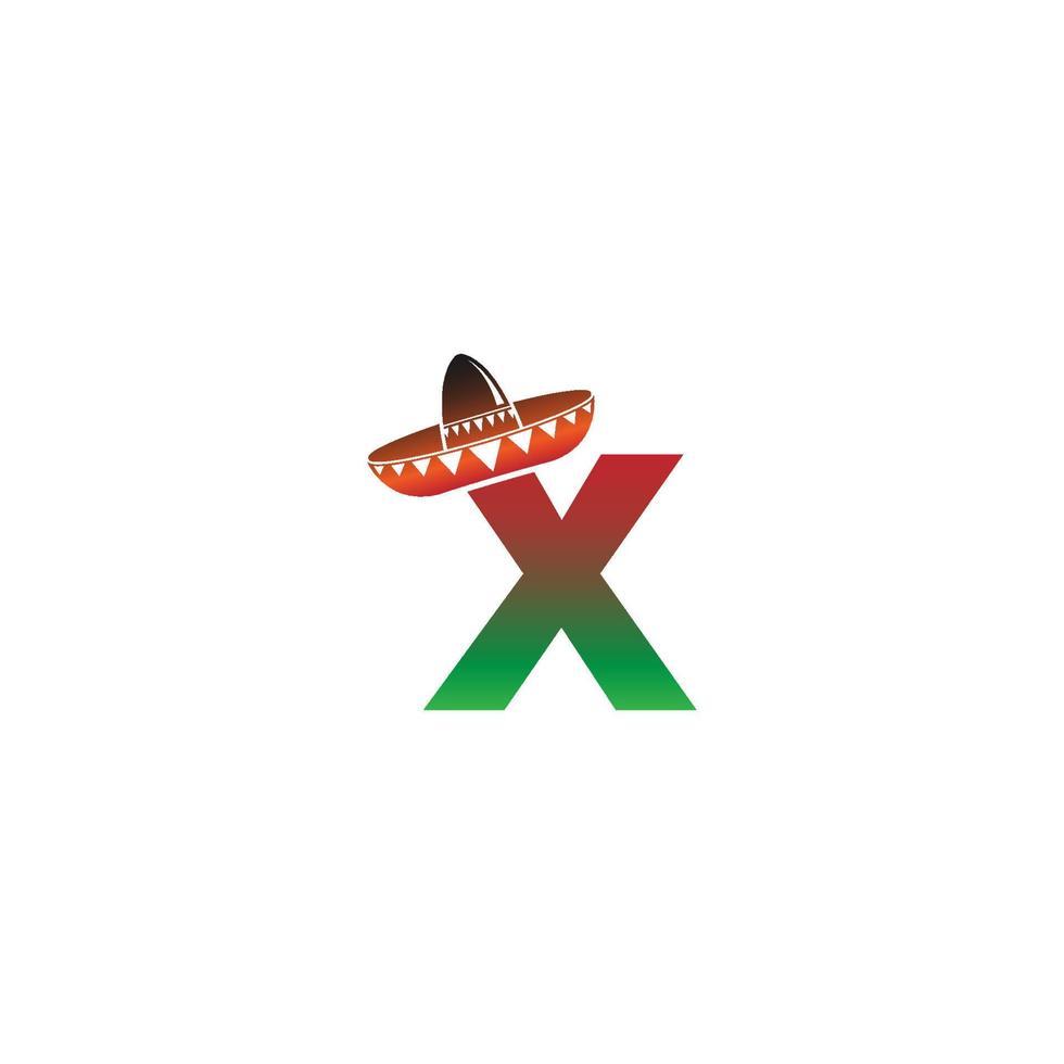 letter x mexicaanse hoed conceptontwerp vector