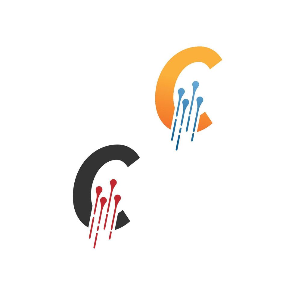 letter c eenvoudig tech-logo met stijlicoon van circuitlijnen vector