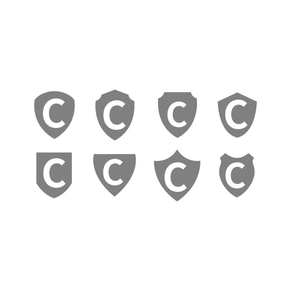 letter c op het pictogram van het schildlogo vector