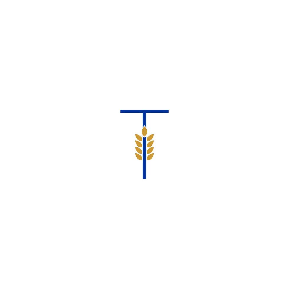 letter t gecombineerd met logo-ontwerp voor tarwepictogram vector