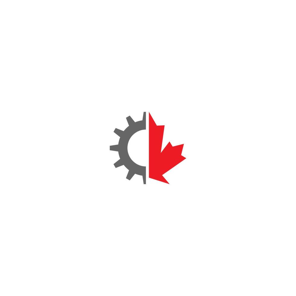 combinatie van versnelling en maple leaf logo icoon vector
