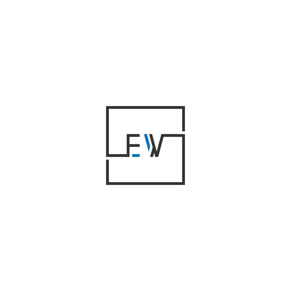 vierkant ew logo brieven ontwerpconcept in zwarte en blauwe kleuren vector