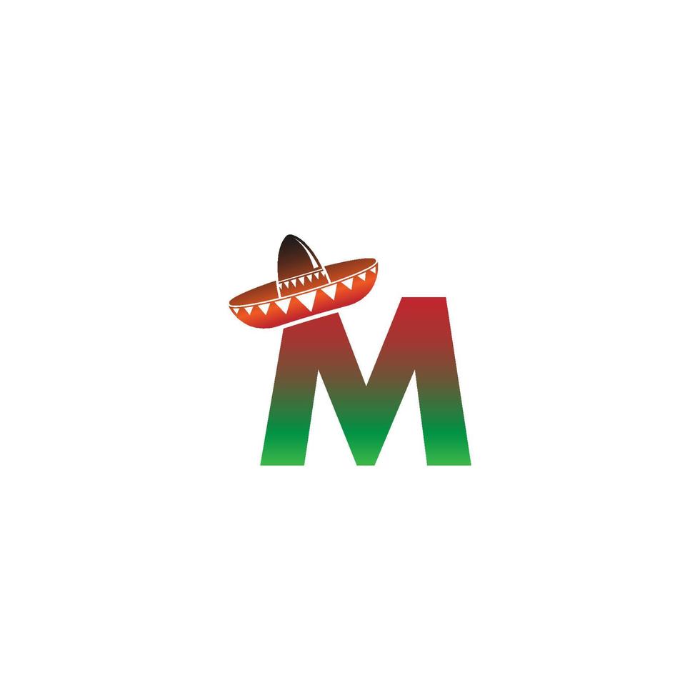 letter m mexicaanse hoed conceptontwerp vector